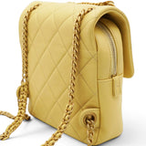 Chanel Shiny Caviar Quilted Chain Melody Backpack Yellow 