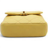 Chanel Shiny Caviar Quilted Chain Melody Backpack Yellow 