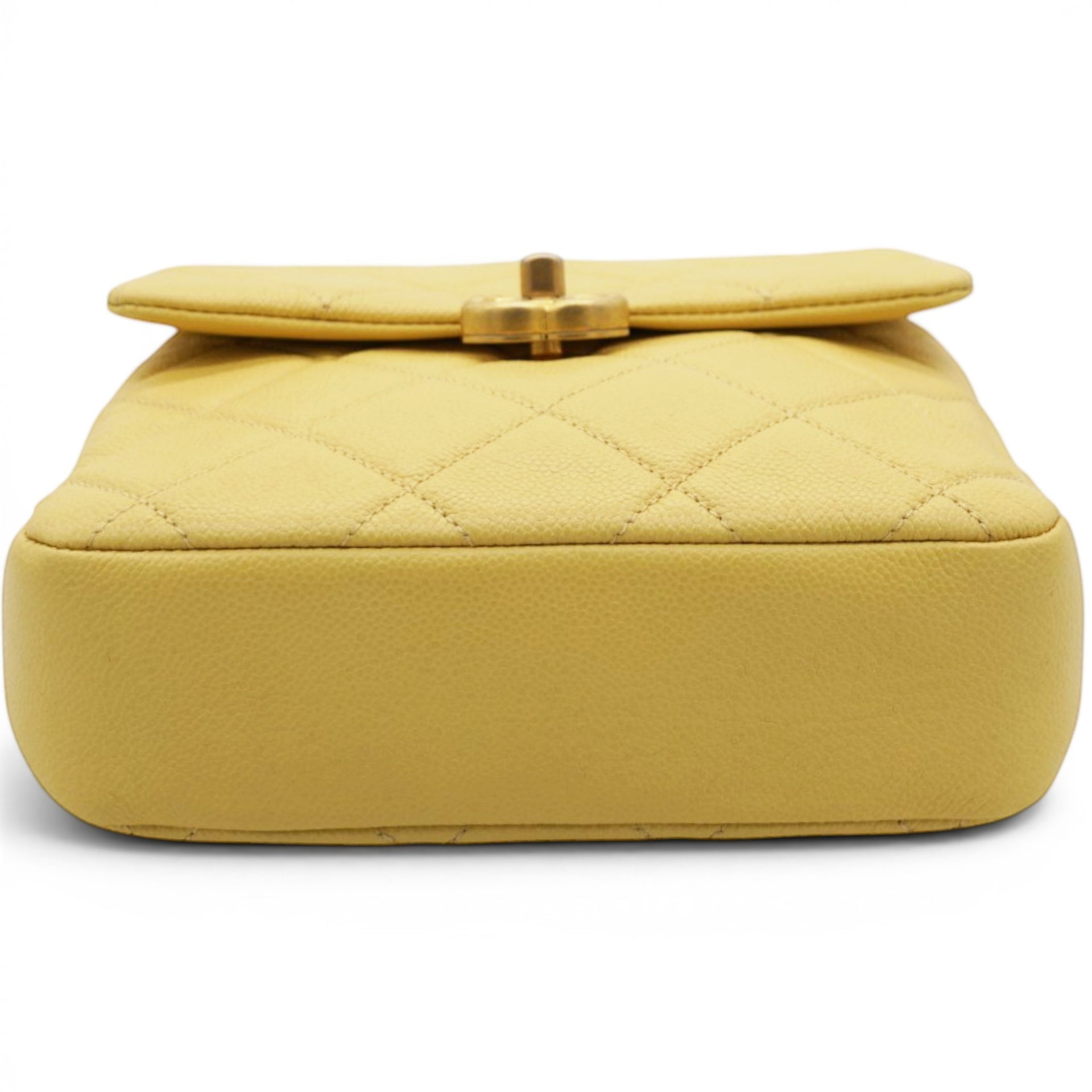 Chanel Shiny Caviar Quilted Chain Melody Backpack Yellow 