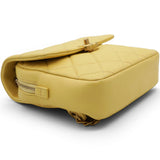 Chanel Shiny Caviar Quilted Chain Melody Backpack Yellow 