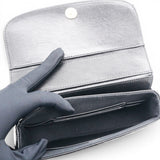 Chanel Shiny Leather Quilted Flap Phone Holder With Chain Black 