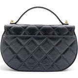 Chanel Shiny Leather Quilted Flap Phone Holder With Chain Black 