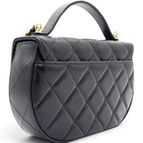 Chanel Shiny Leather Quilted Flap Phone Holder With Chain Black 