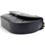 Chanel Shiny Leather Quilted Flap Phone Holder With Chain Black 