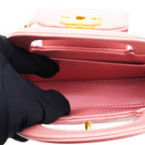 Chanel Shiny Leather Quilted Nano Kelly Shopper Pink 