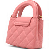 Chanel Shiny Leather Quilted Nano Kelly Shopper Pink 