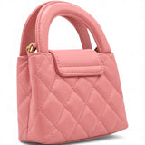 Chanel Shiny Leather Quilted Nano Kelly Shopper Pink 