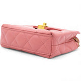Chanel Shiny Leather Quilted Nano Kelly Shopper Pink 