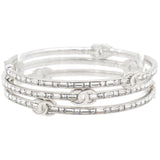 Chanel Silver Tone Metal Rhinestone CC Logo Bangle