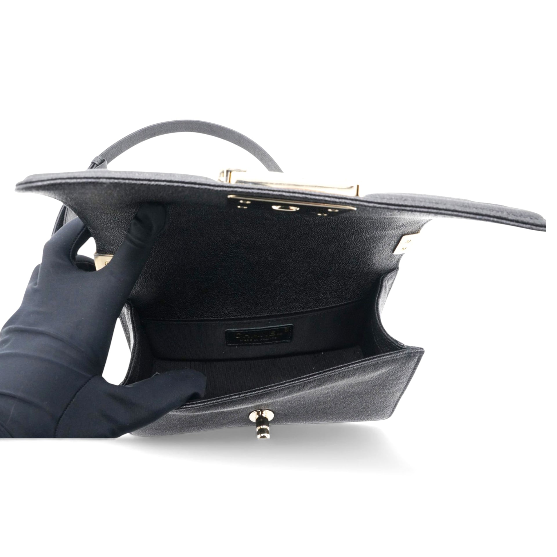 Chanel Small Caviar Chevron Leboy Black