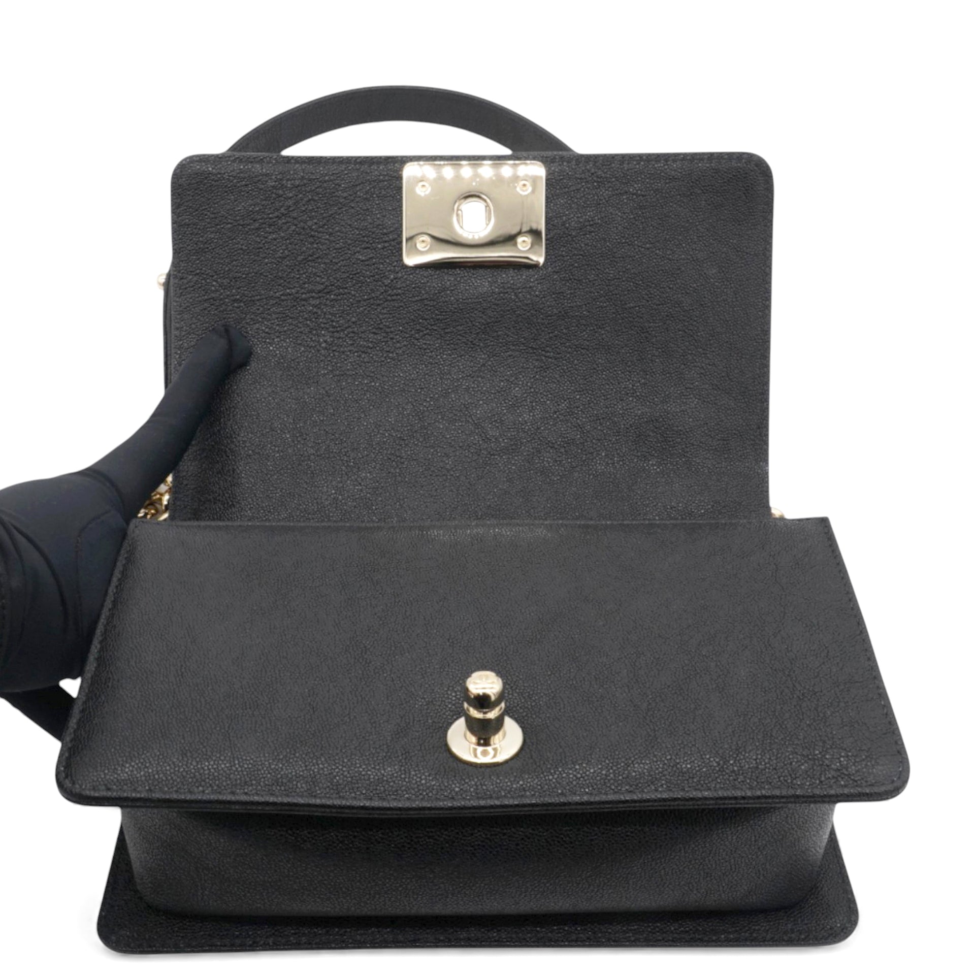 Chanel Small Caviar Chevron Leboy Black