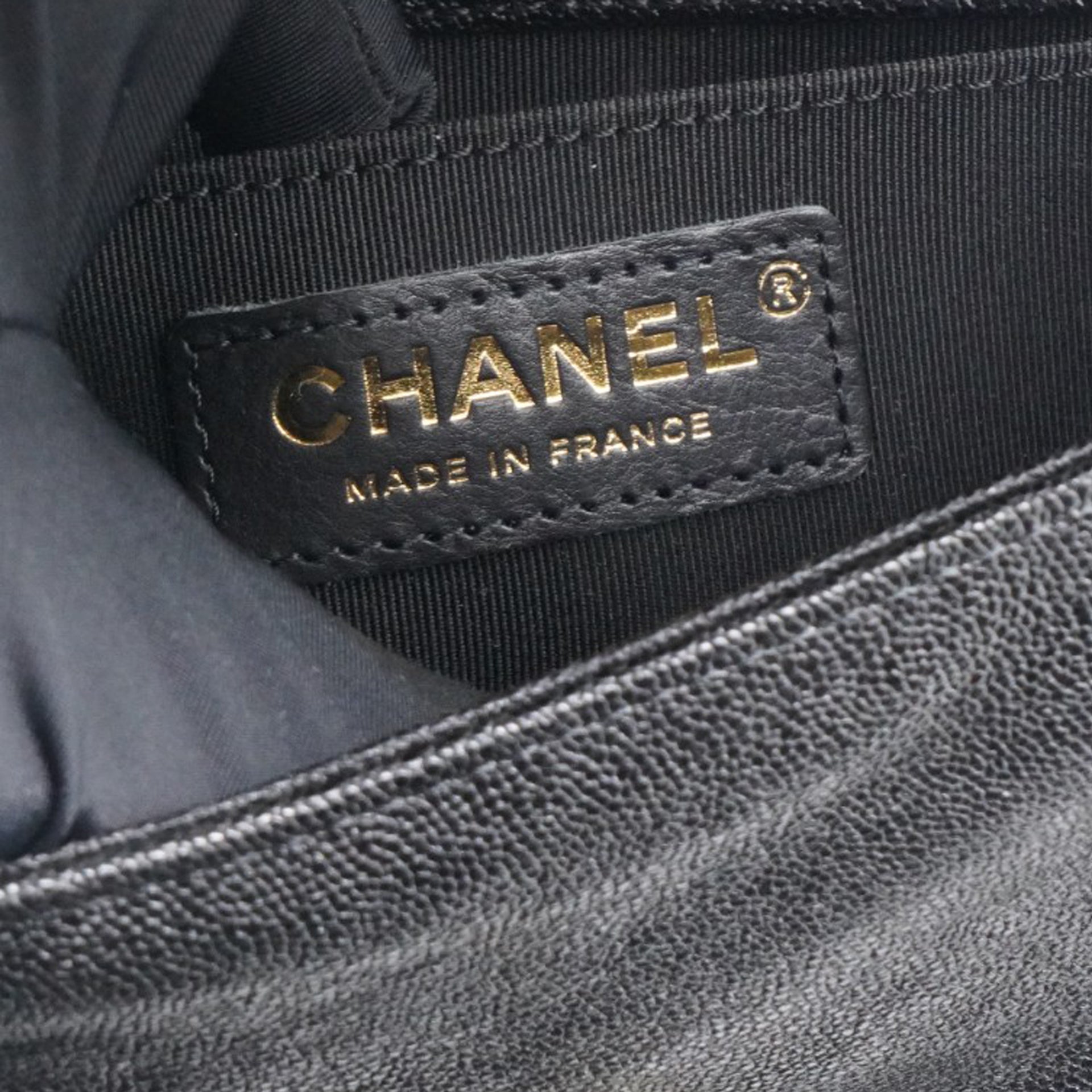 Chanel Small Caviar Chevron Leboy Black