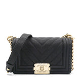 Chanel Small Caviar Chevron Leboy Black