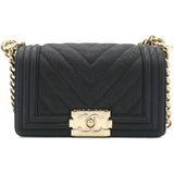 Chanel Small Caviar Chevron Leboy Black