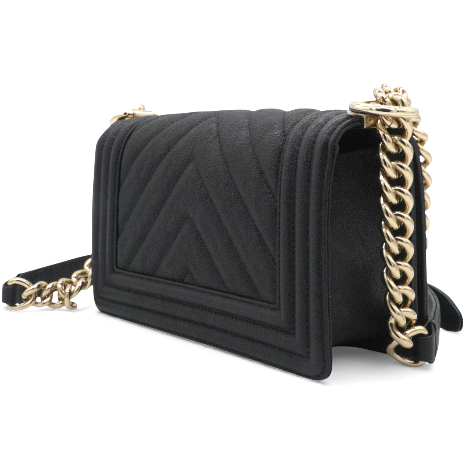 Chanel Small Caviar Chevron Leboy Black