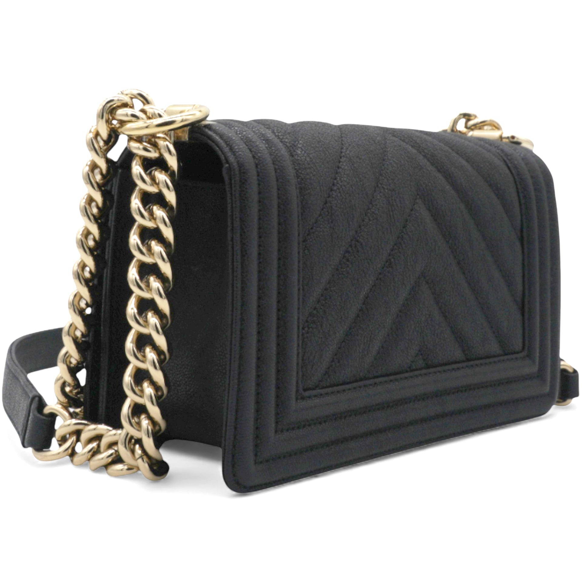 Chanel Small Caviar Chevron Leboy Black