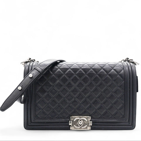 Chanel Stitched Medium Boy Flap Black 