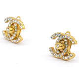 Chanel Turnlock Rhinestone Earrings 1998 