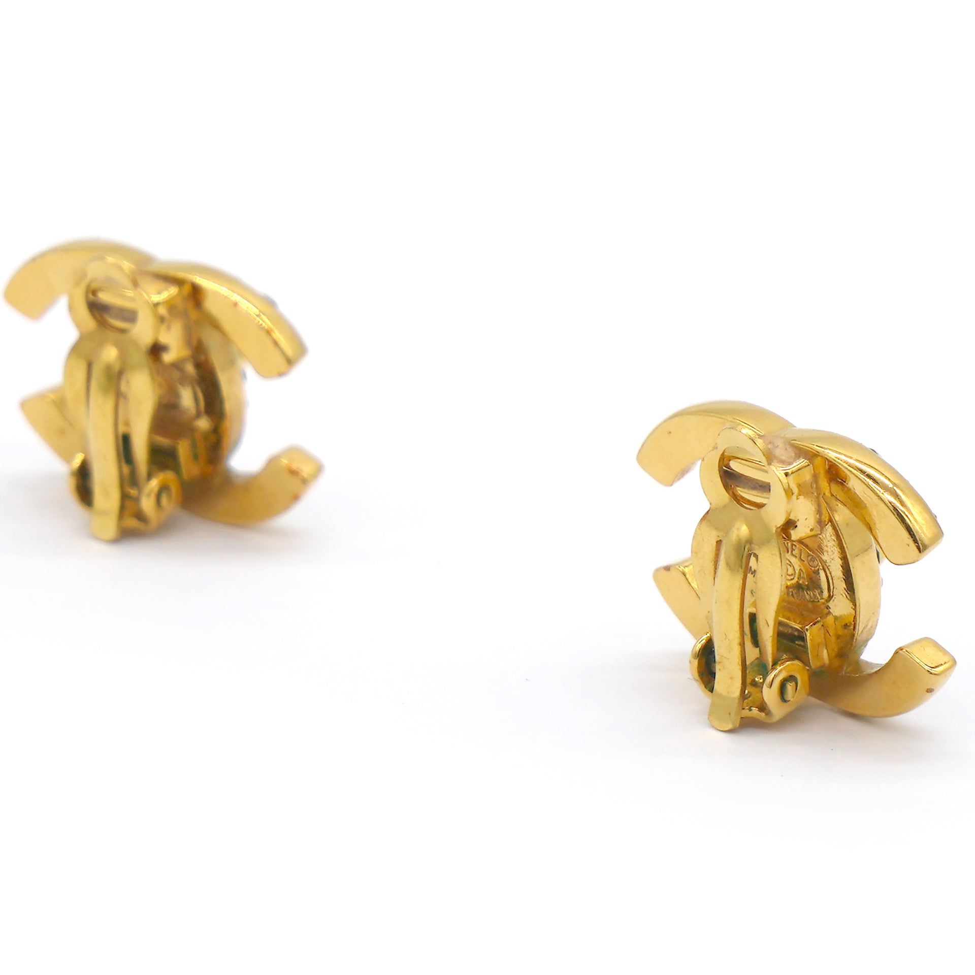 Chanel Turnlock Rhinestone Earrings 1998 