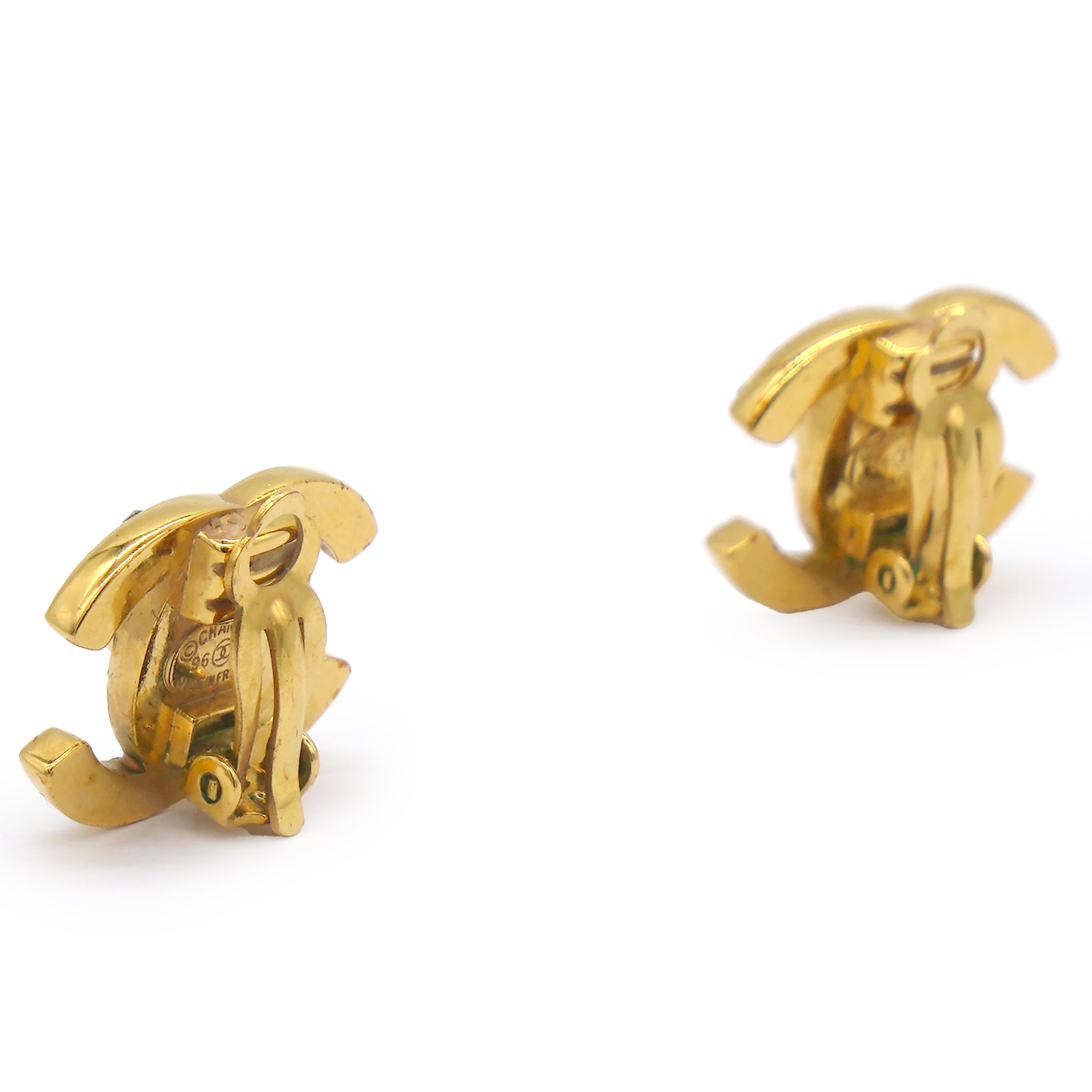 Chanel Turnlock Rhinestone Earrings 1998 