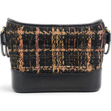Chanel Tweed Calfskin Small Gabrielle Hobo Black Brown 