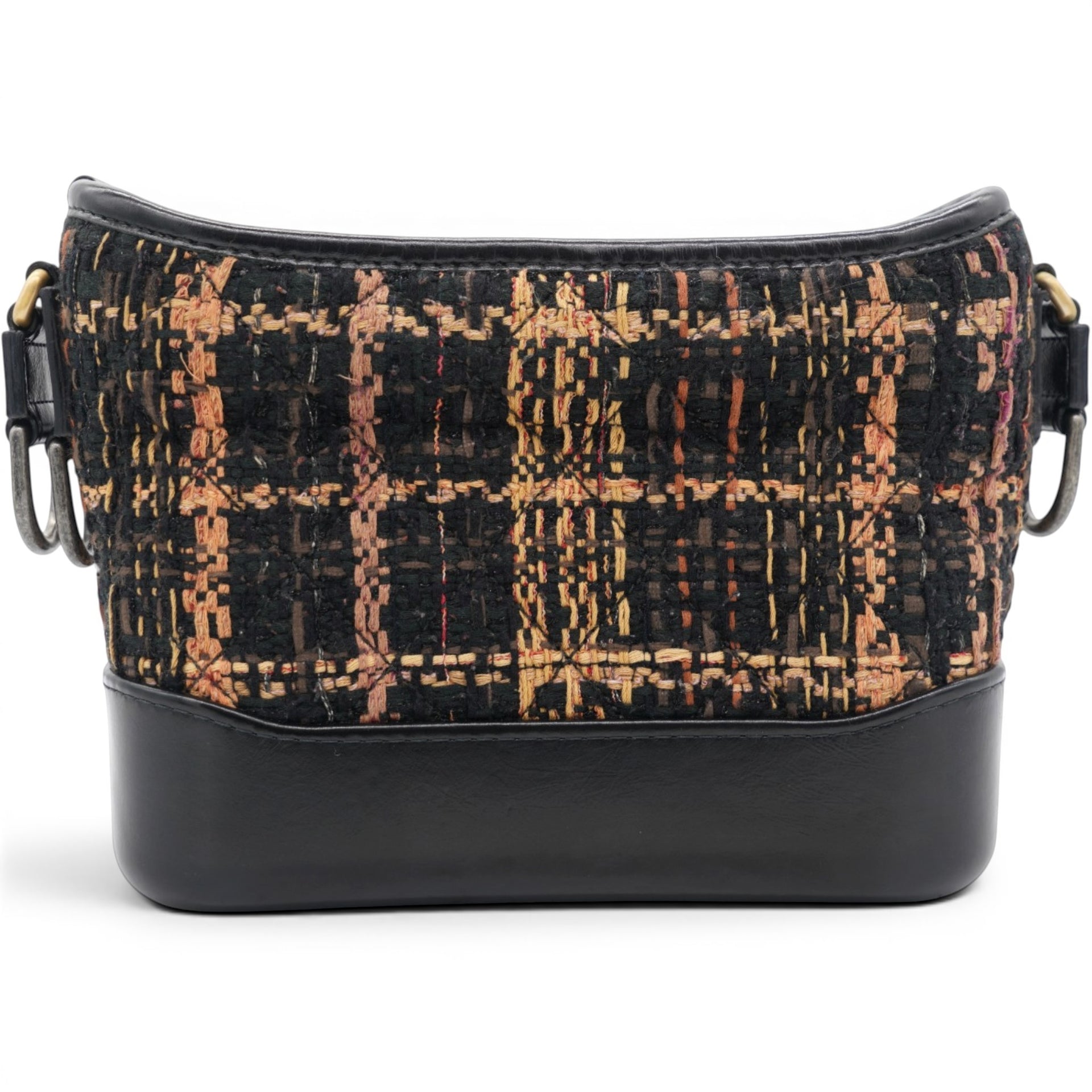 Chanel Tweed Calfskin Small Gabrielle Hobo Black Brown 