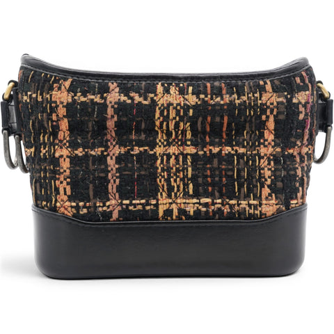 Chanel Tweed Calfskin Small Gabrielle Hobo Black Brown 