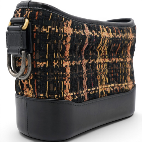 Chanel Tweed Calfskin Small Gabrielle Hobo Black Brown 