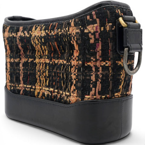 Chanel Tweed Calfskin Small Gabrielle Hobo Black Brown 