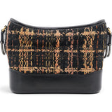 Chanel Tweed Calfskin Small Gabrielle Hobo Black Brown 
