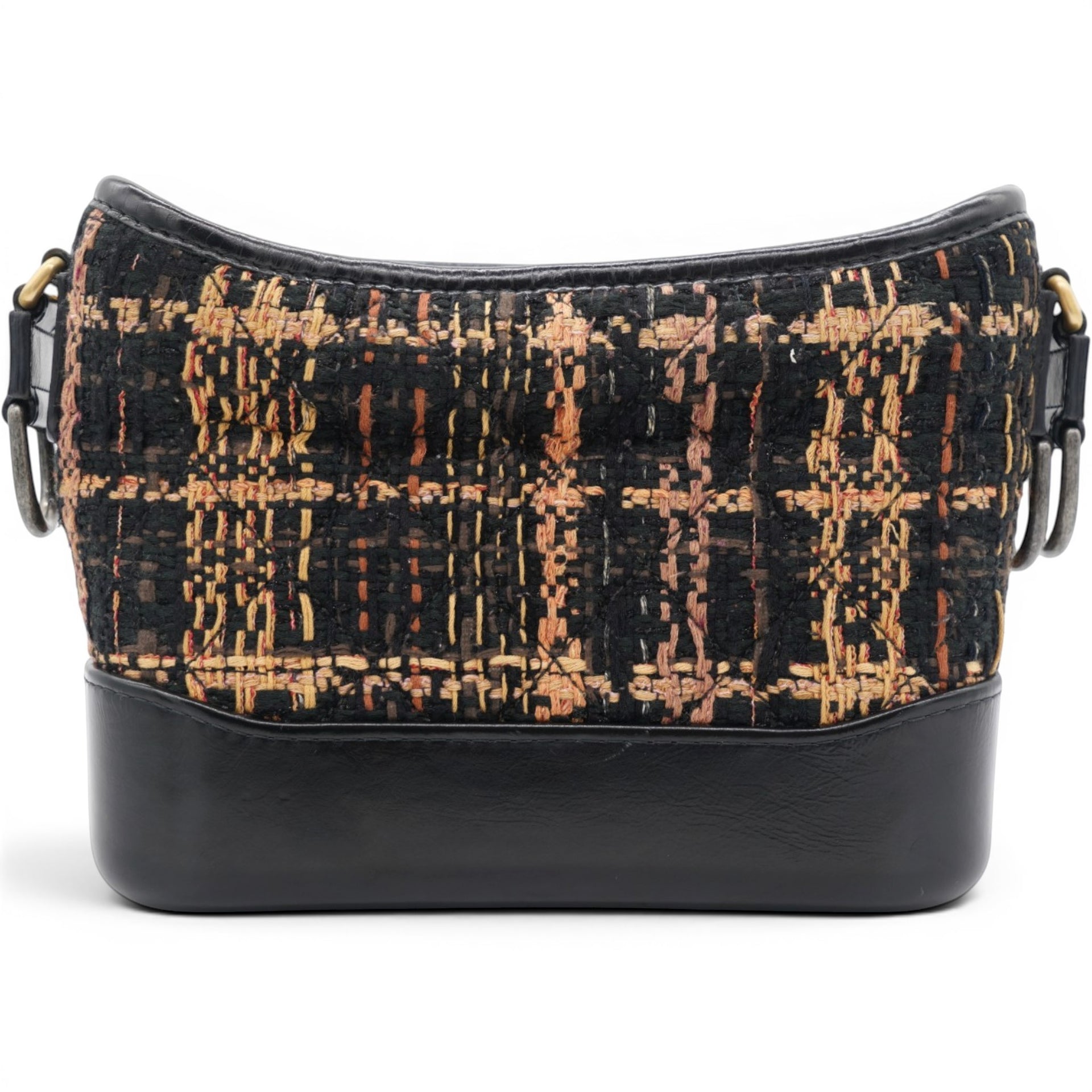 Chanel Tweed Calfskin Small Gabrielle Hobo Black Brown 