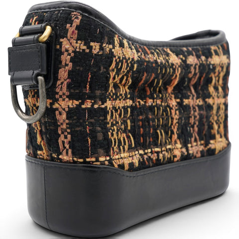 Chanel Tweed Calfskin Small Gabrielle Hobo Black Brown 