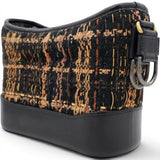 Chanel Tweed Calfskin Small Gabrielle Hobo Black Brown 