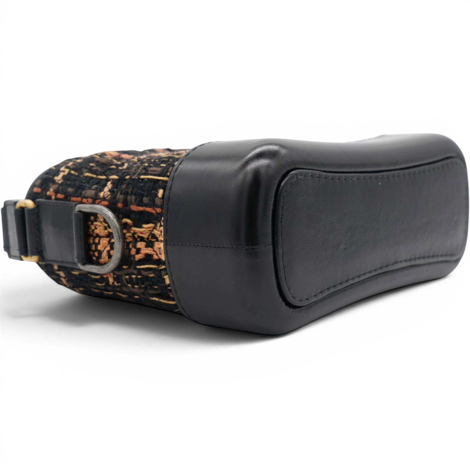 Chanel Tweed Calfskin Small Gabrielle Hobo Black Brown 