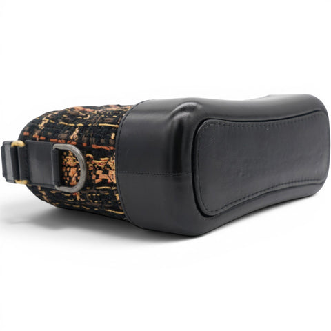 Chanel Tweed Calfskin Small Gabrielle Hobo Black Brown 