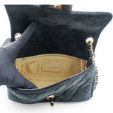 Chanel Velvet Quilted Mini Rectangular Pearl Crush Flap Black 