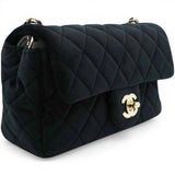 Chanel Velvet Quilted Mini Rectangular Pearl Crush Flap Black 