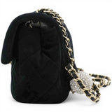 Chanel Velvet Quilted Mini Rectangular Pearl Crush Flap Black 