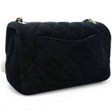 Chanel Velvet Quilted Mini Rectangular Pearl Crush Flap Black 