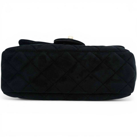 Chanel Velvet Quilted Mini Rectangular Pearl Crush Flap Black 