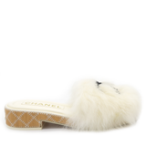 Chanel White Dad Sandal Lambskin Size37