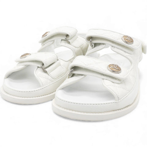 Chanel White Dad Sandal Lambskin Size37