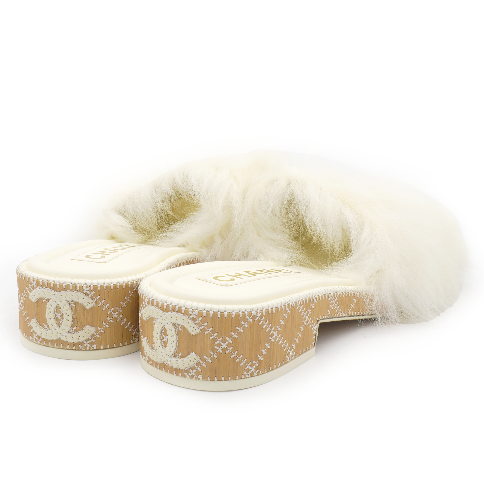 Chanel White Dad Sandal Lambskin Size37