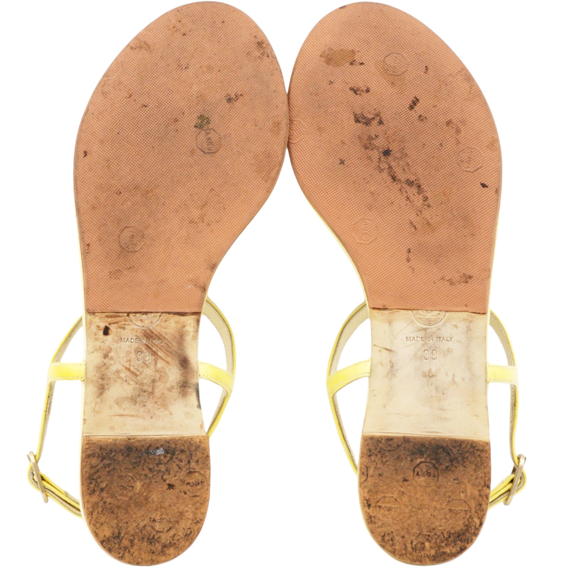  Chanel Yellow Patent Leather Dad Sandals Size 39 