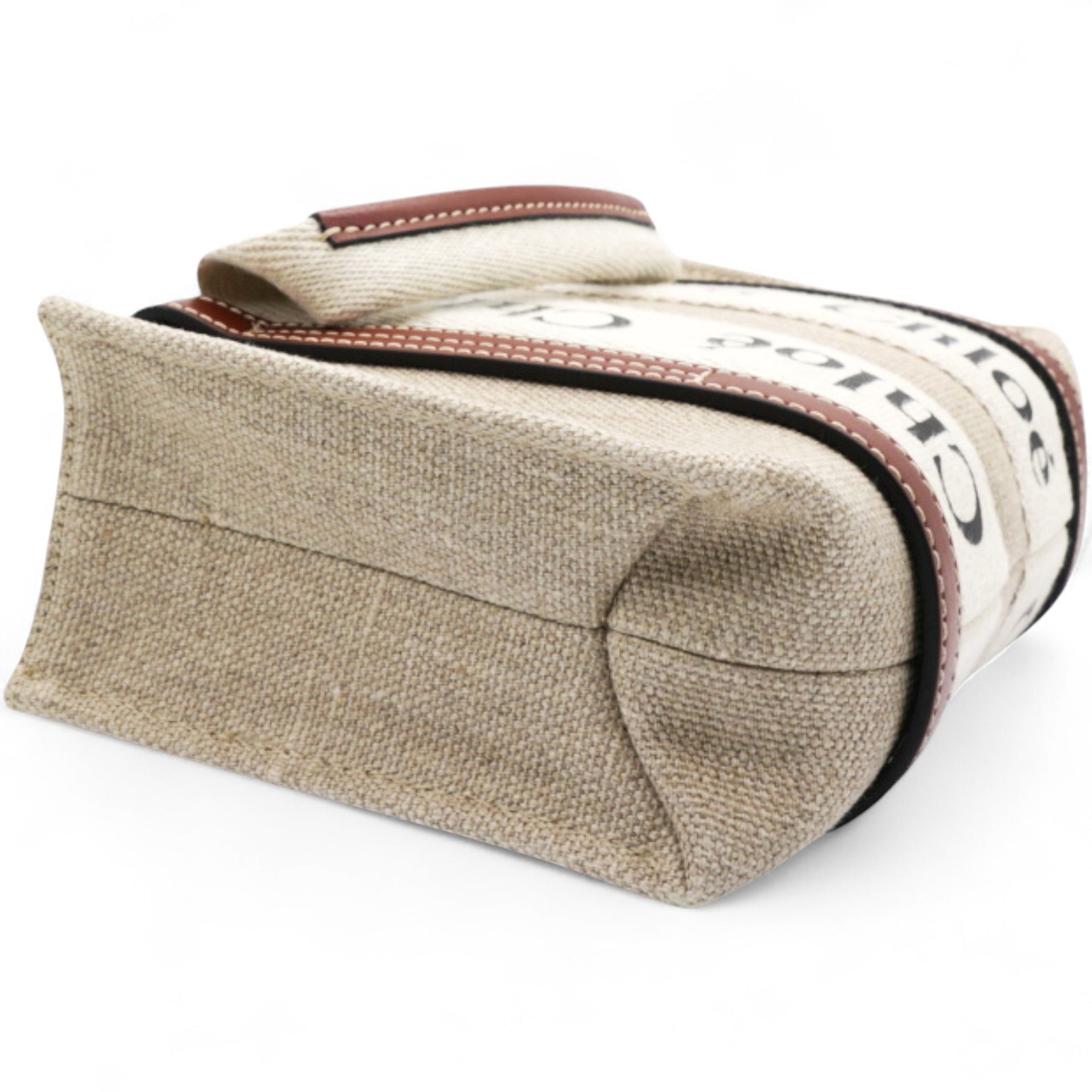  Chloe Cotton Mini Woody Ribbon Tote With Strap Brown 