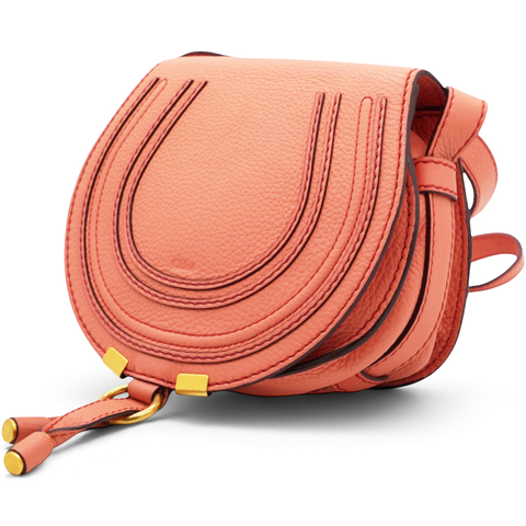 Chloe Leather Small Marcie Saddle Bag Wood Rose 