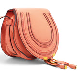 Chloe Leather Small Marcie Saddle Bag Wood Rose 