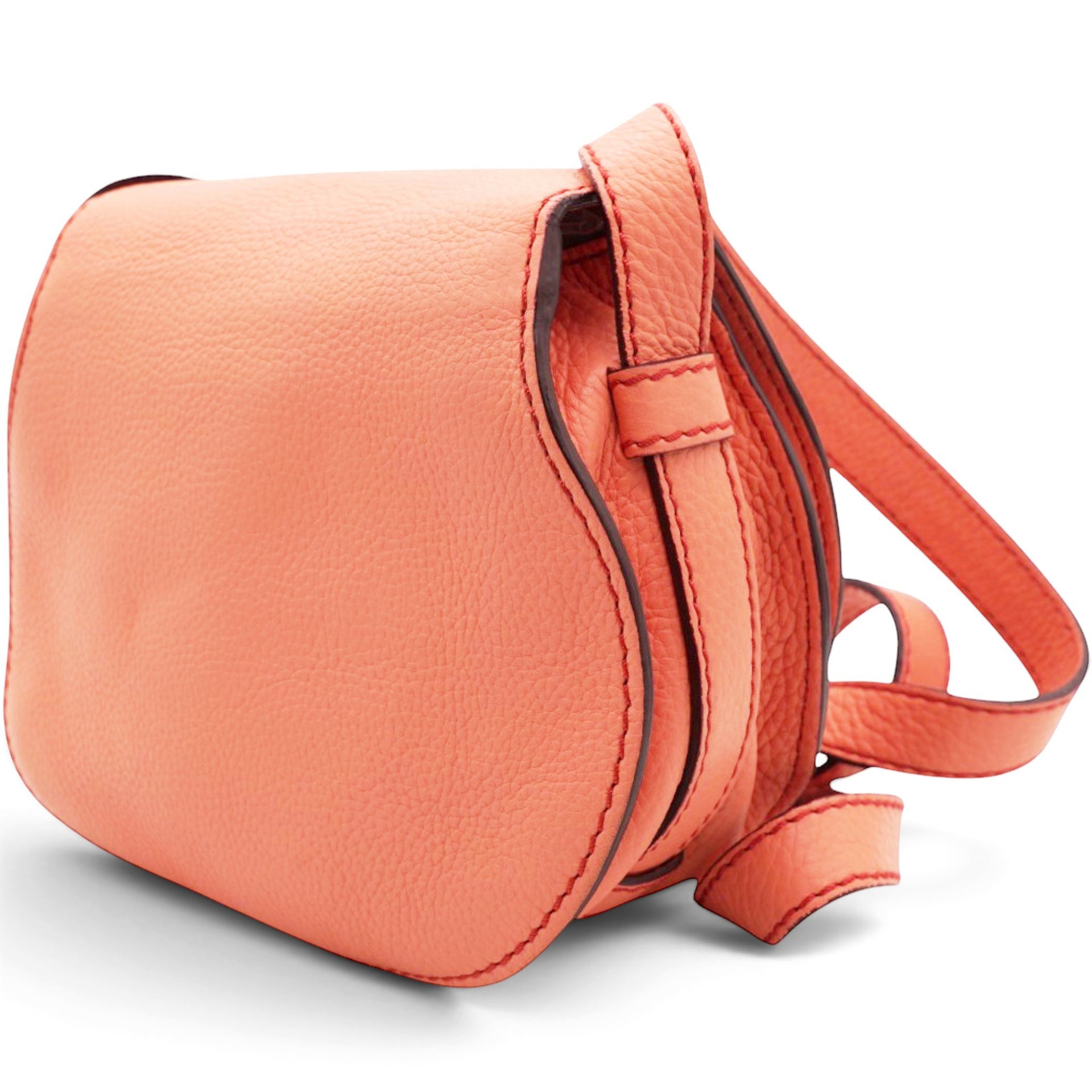 Chloe Leather Small Marcie Saddle Bag Wood Rose 