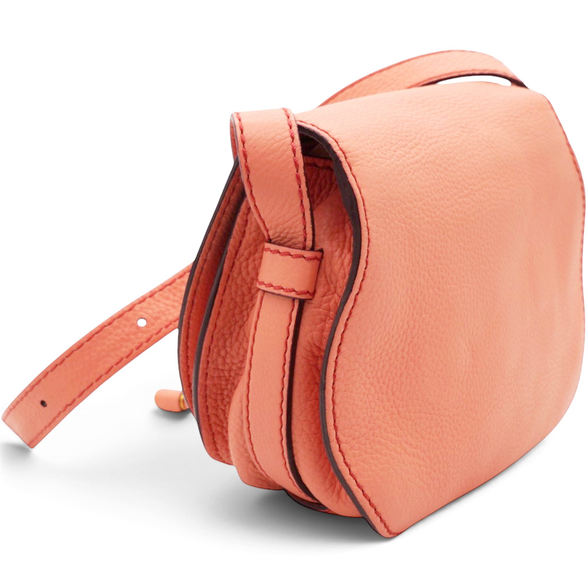 Chloe Leather Small Marcie Saddle Bag Wood Rose 