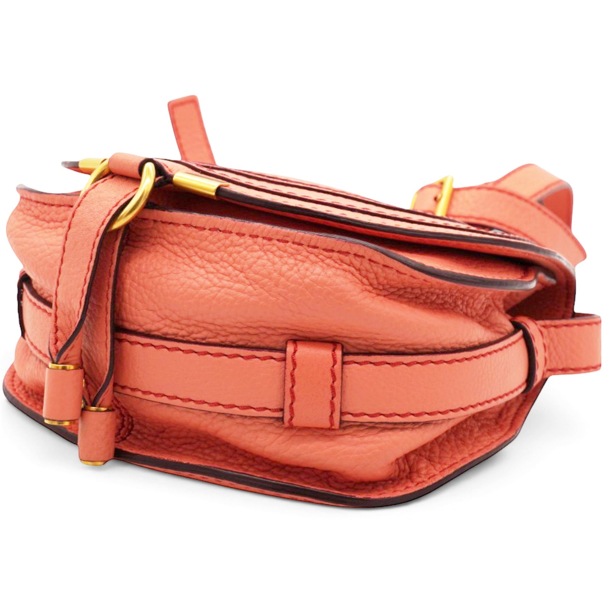 Chloe Leather Small Marcie Saddle Bag Wood Rose 